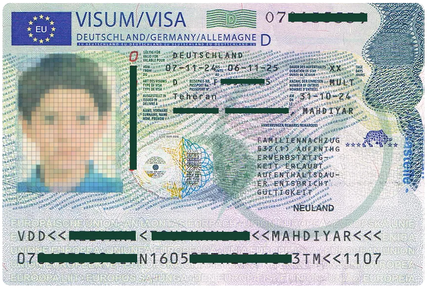ویزای متقاضی پیوست همزمان آلمان برای فرزند با قرارداد کار